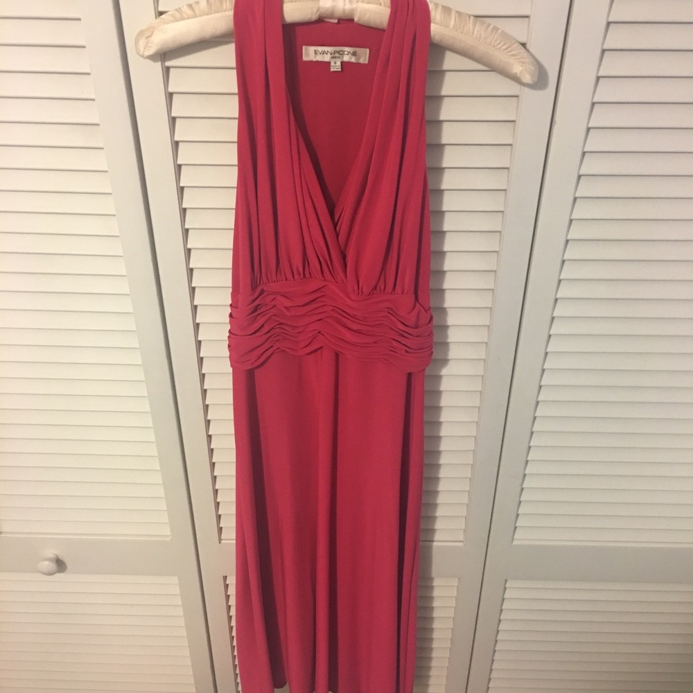 Hot pink halter top evening dress
